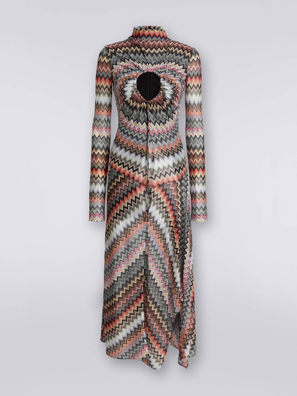 M Missoni Abito lungo in cotone e viscosa zig zag con dettaglio cut-out e spacco Sconto di tempo limitato