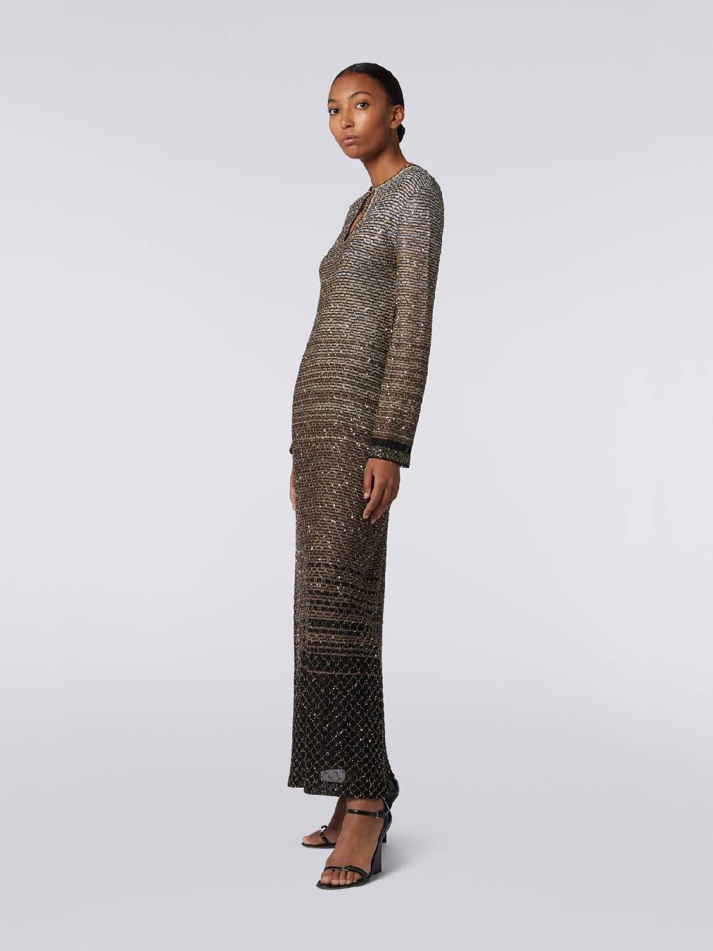 M Missoni Abito lungo in maglia dégradé con paillettes Negozio online di fabbrica