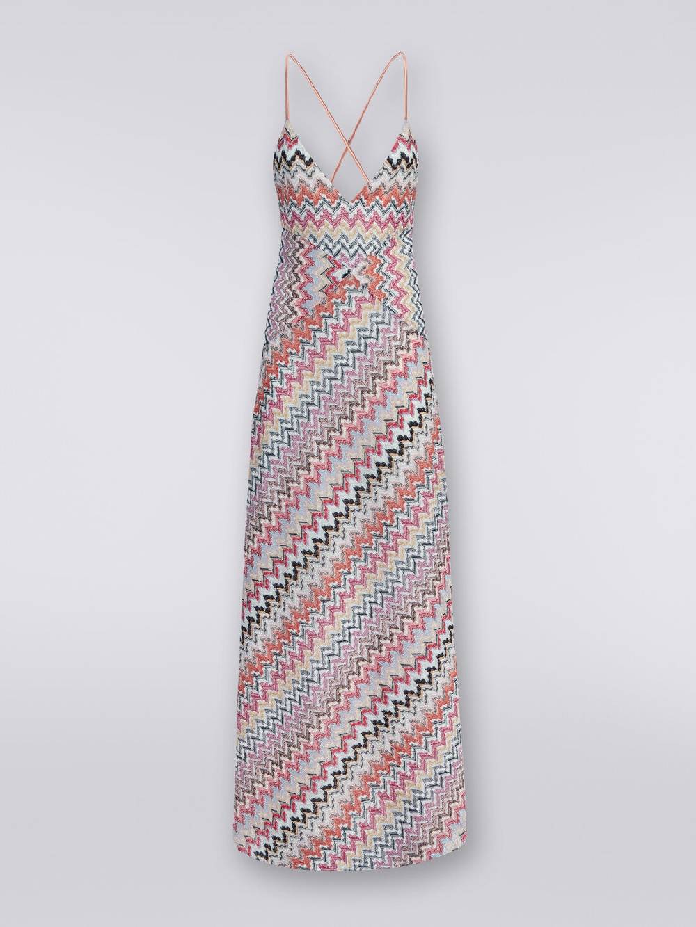 M Missoni Abito lungo in misto viscosa patchwork con lurex Prezzo di fabbrica