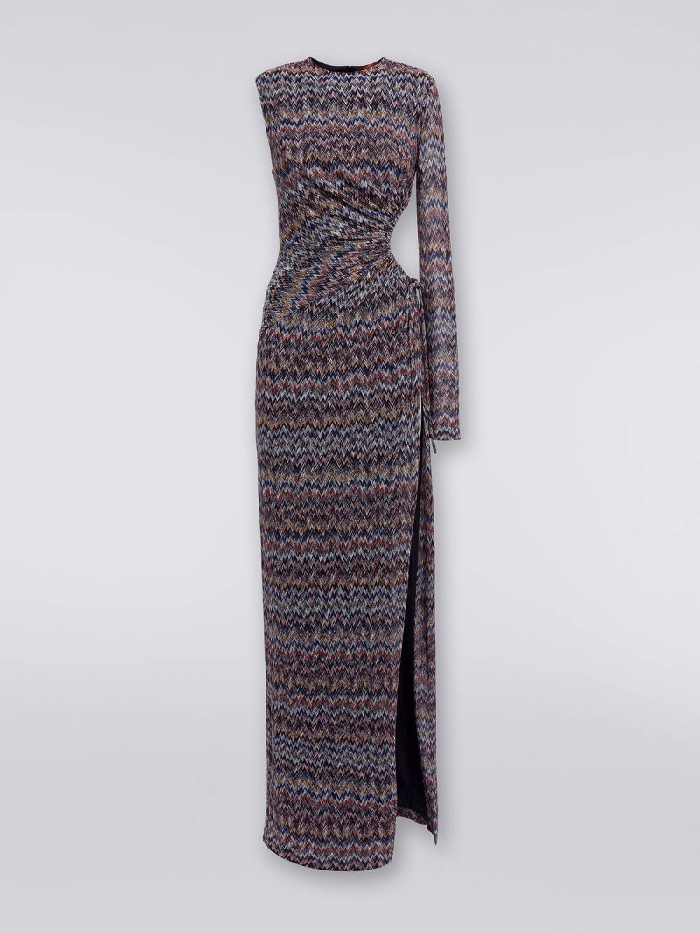 M Missoni Abito lungo monospalla con dettaglio cut-out e spacco Comprare a buon mercato