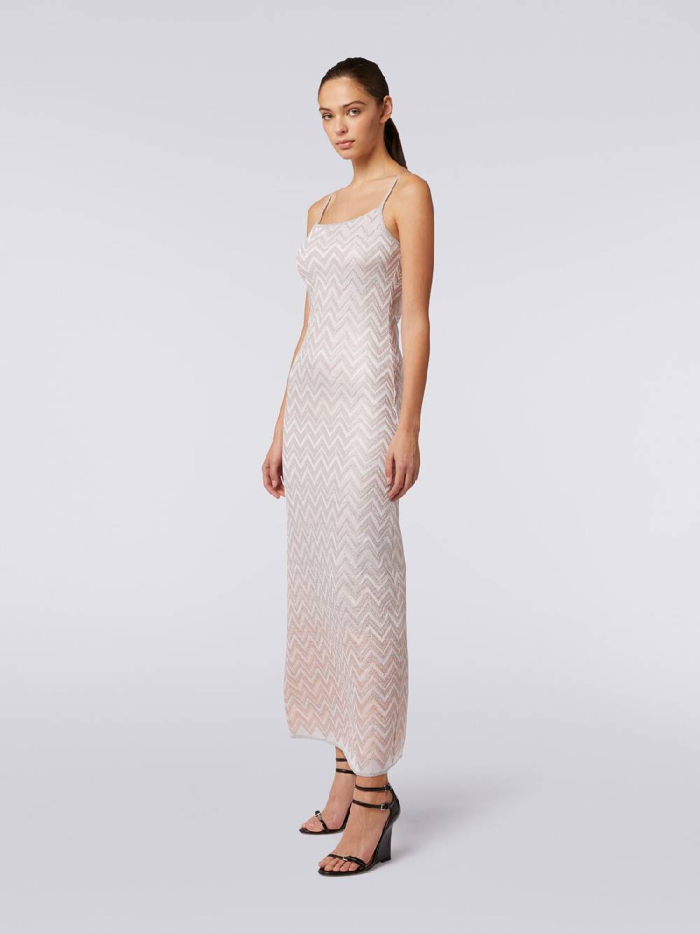 M Missoni Abito lungo senza maniche in viscosa lamé zig zag Grande vendita