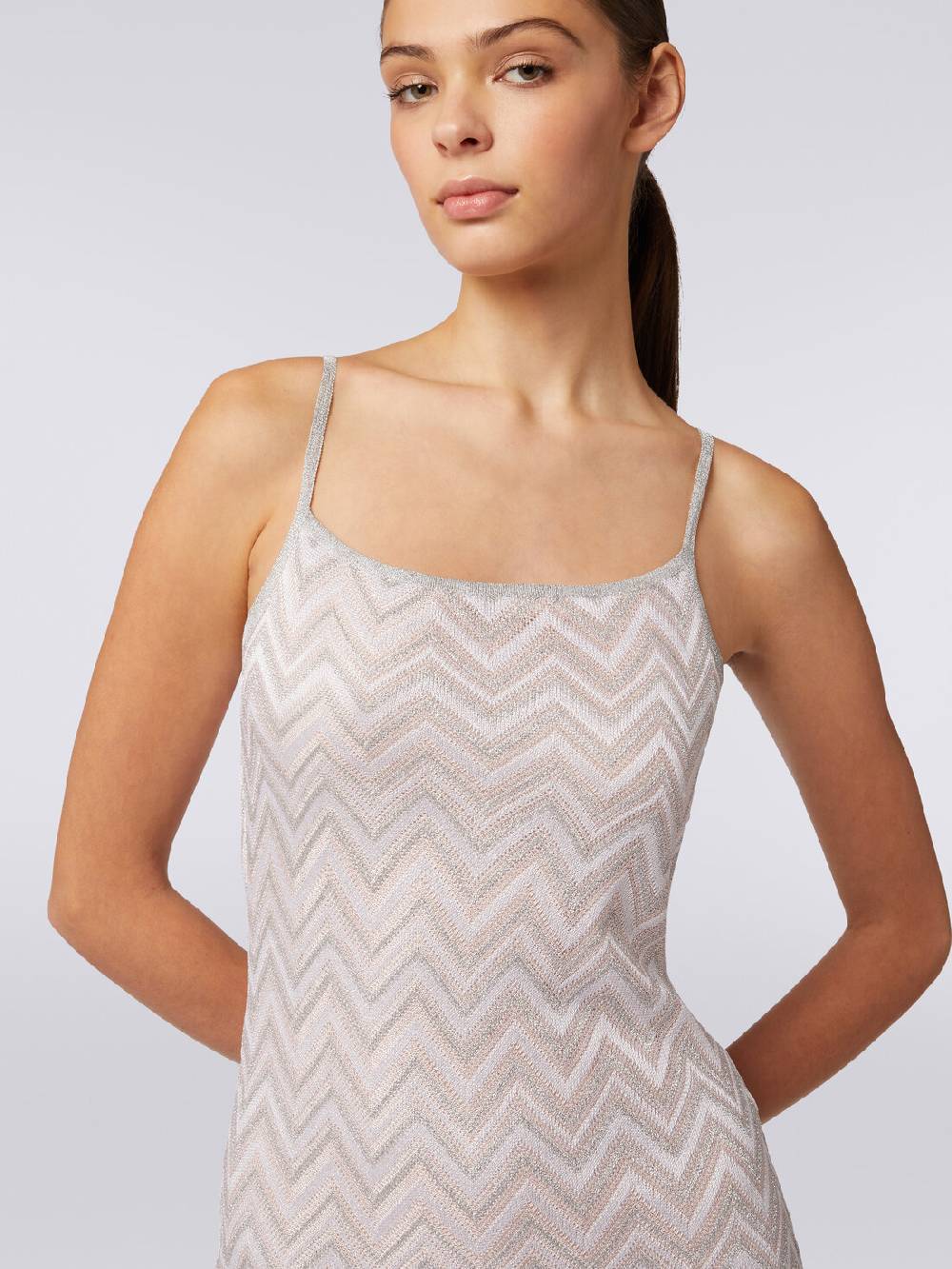 M Missoni Abito lungo senza maniche in viscosa lamé zig zag Grande vendita