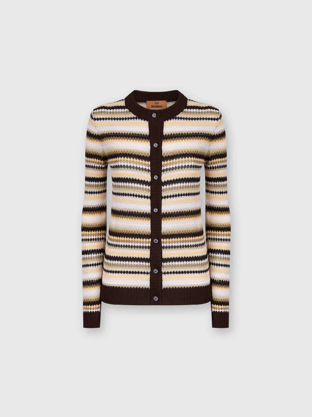 M Missoni Cardigan in cotone e viscosa a righe con profili a contrasto Offerta Anniversario
