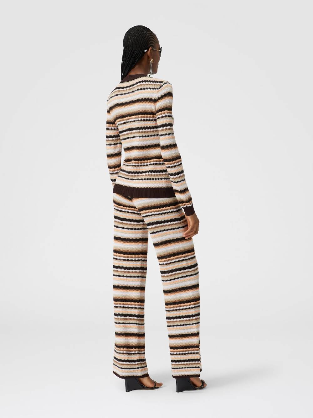 M Missoni Cardigan in cotone e viscosa a righe con profili a contrasto Offerta Anniversario