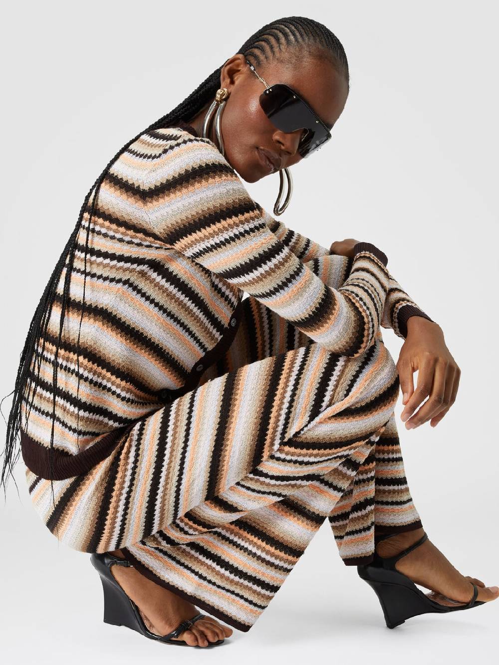 M Missoni Pantaloni dritti in maglia rigata di cotone e viscosa Smaltimento dello stoccaggio