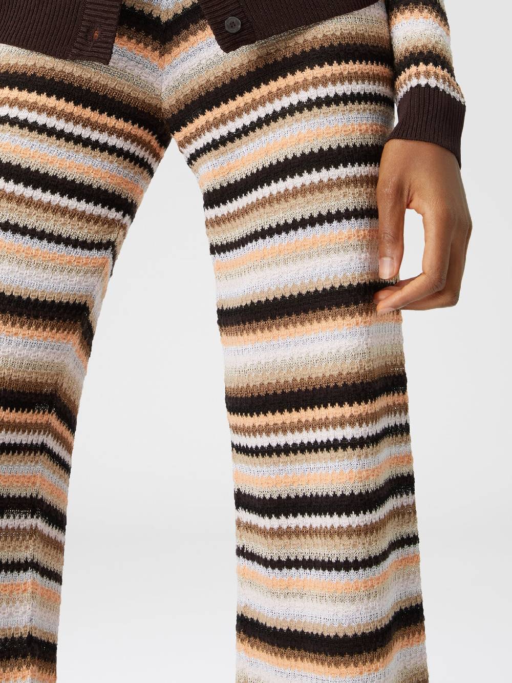 M Missoni Pantaloni dritti in maglia rigata di cotone e viscosa Smaltimento dello stoccaggio