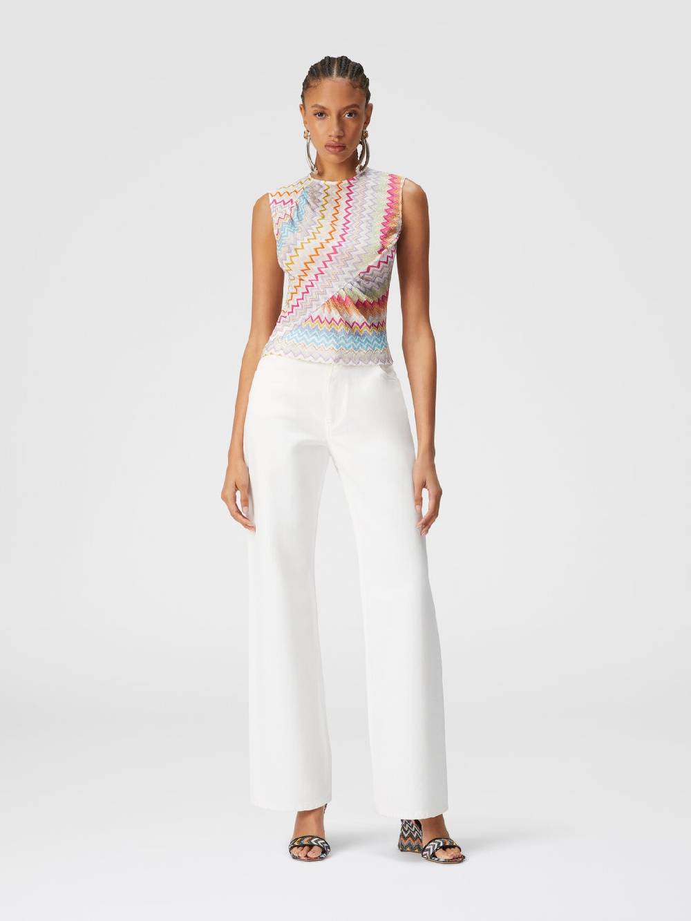M Missoni Top in viscosa zig zag lamé con arricciature