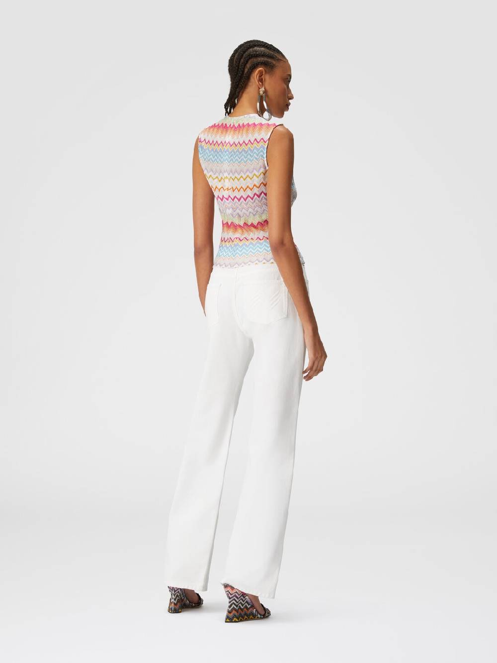 M Missoni Top in viscosa zig zag lamé con arricciature Offerta migliore