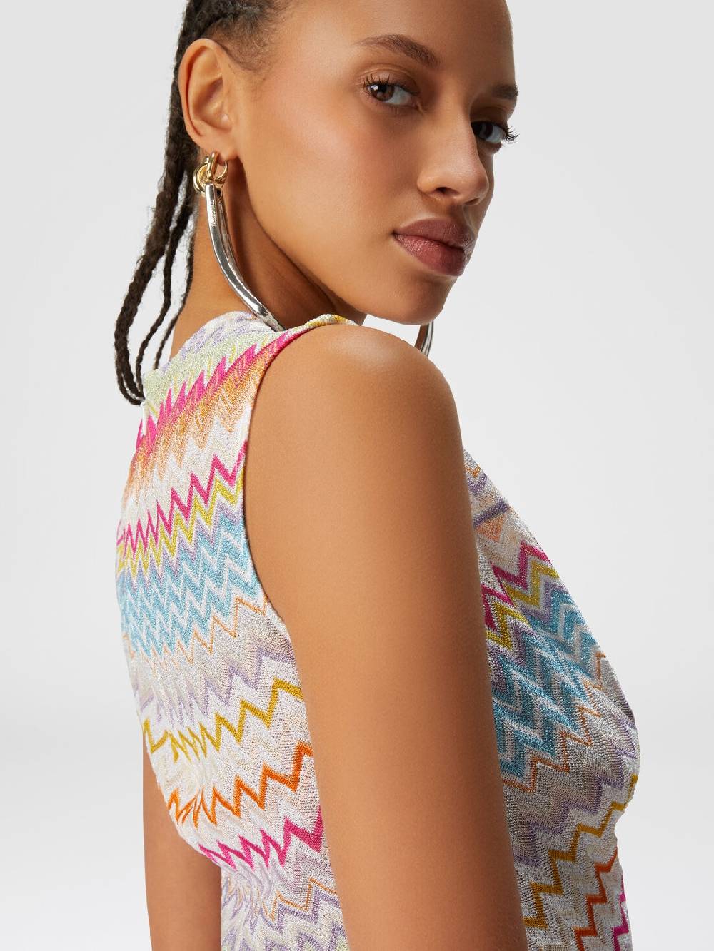 M Missoni Top in viscosa zig zag lamé con arricciature Offerta migliore