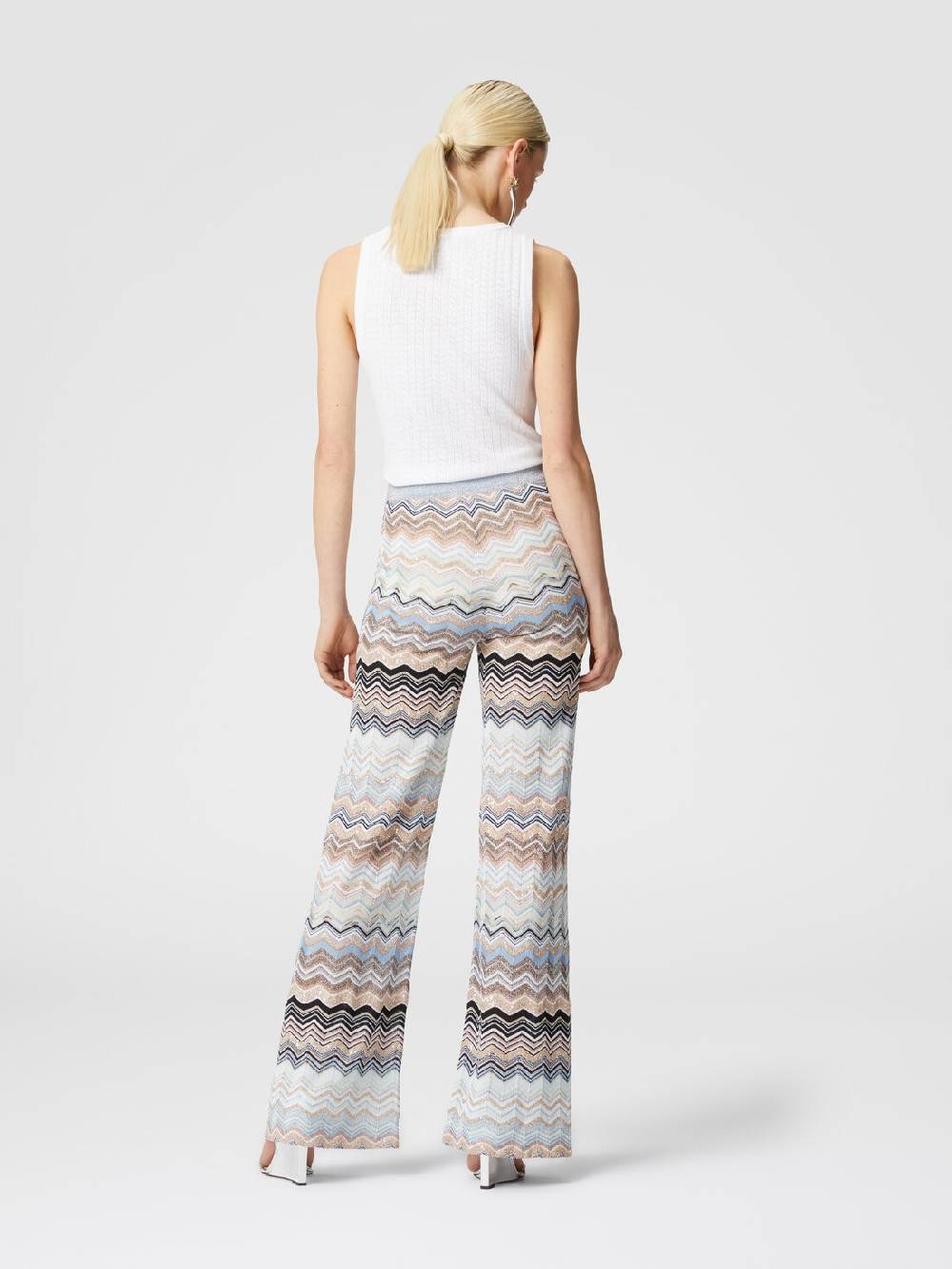 M Missoni Pantaloni in maglia chevron lamé con paillettes Offerte esclusive