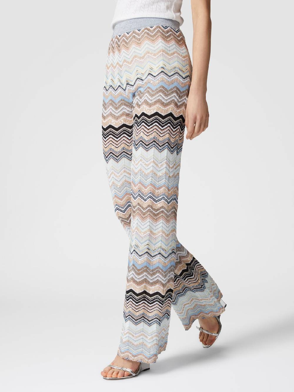 M Missoni Pantaloni in maglia chevron lamé con paillettes Offerte esclusive