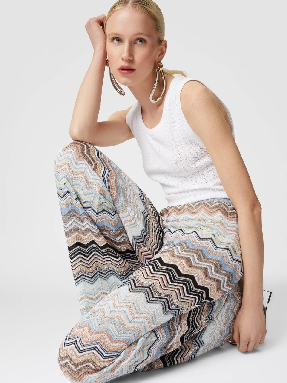 M Missoni Pantaloni in maglia chevron lamé con paillettes Offerte esclusive