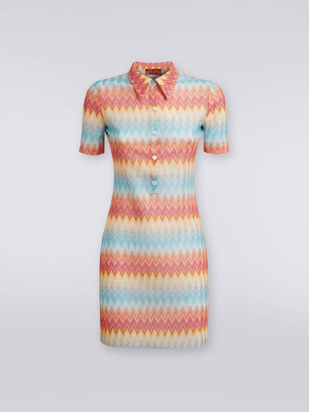 M Missoni Mini-abito modello polo in viscosa zig zag Grandi sconti