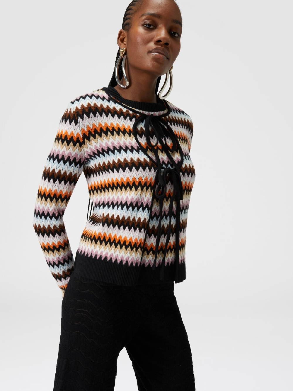 M Missoni Cardigan in lana zig zag con profili a contrasto Nuovi prodotti