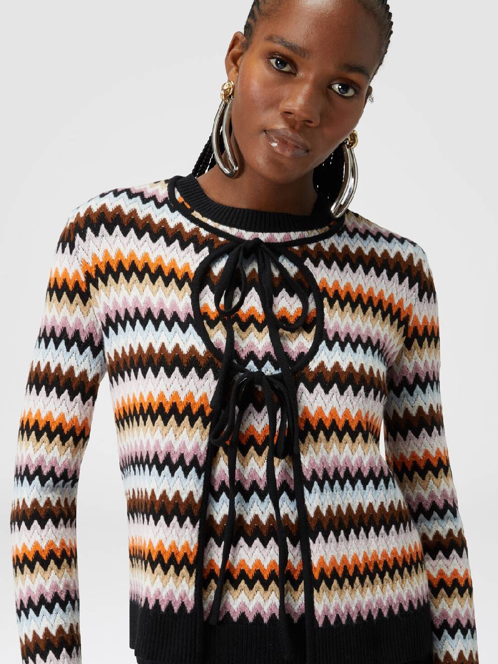 M Missoni Cardigan in lana zig zag con profili a contrasto Nuovi prodotti