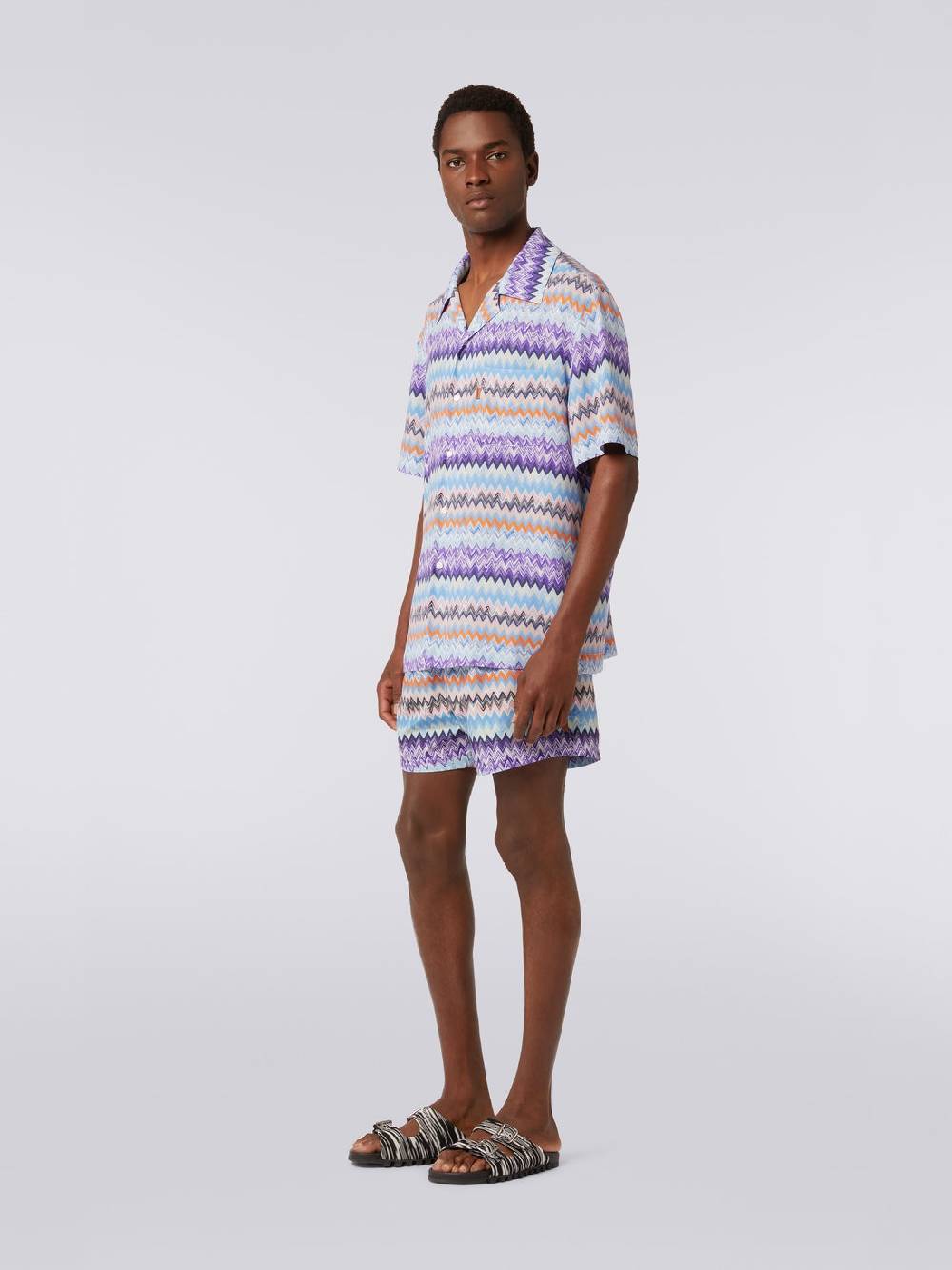 M Missoni Camicia a maniche corte modello bowling in viscosa chevron Offerte stagionali