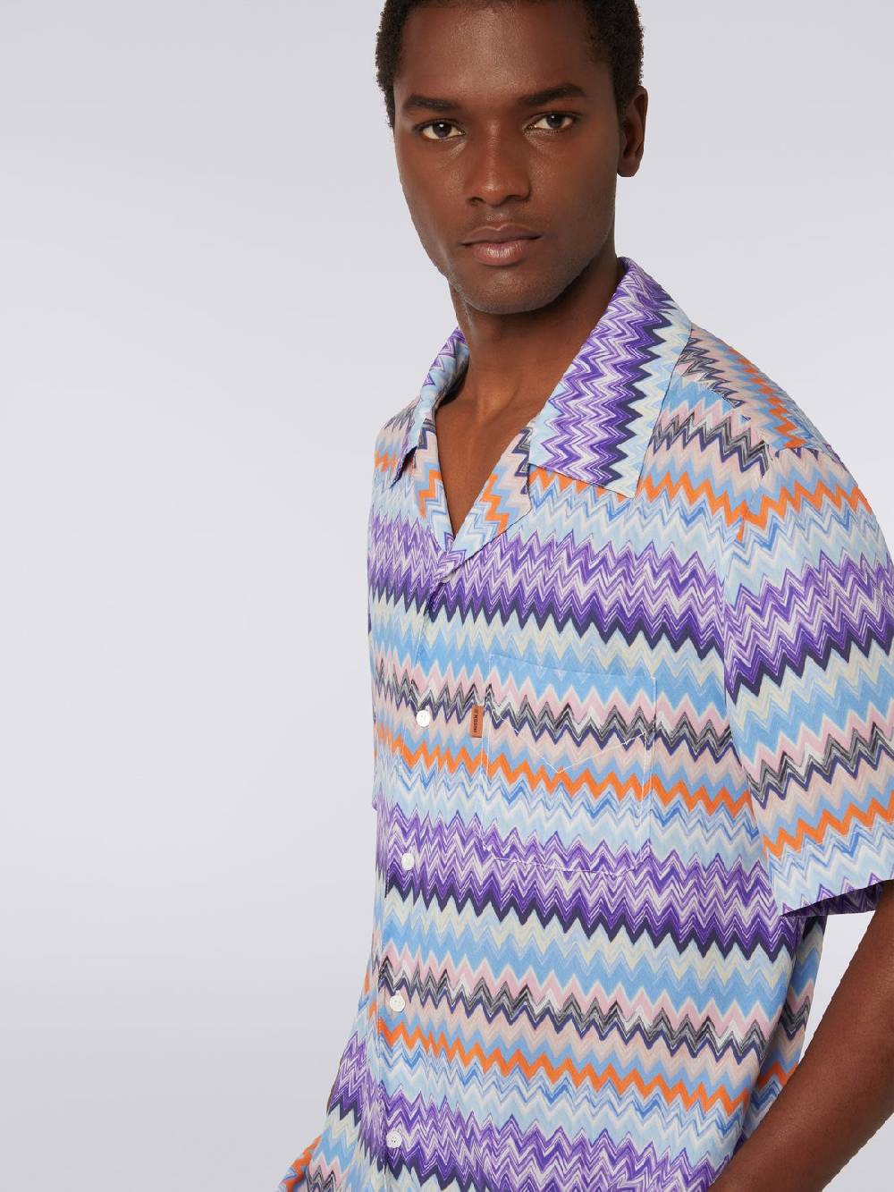 M Missoni Camicia a maniche corte modello bowling in viscosa chevron Offerte stagionali