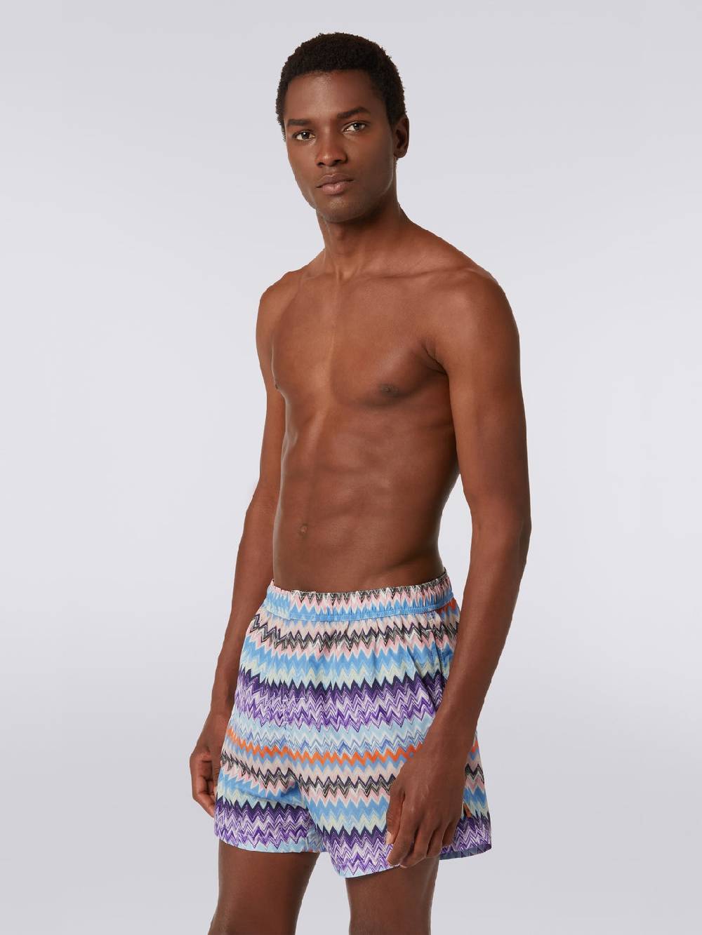 M Missoni Boxer mare in tessuto tecnico stampa chevron Liquidazione