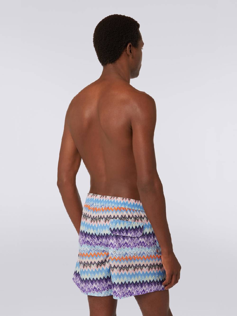 M Missoni Boxer mare in tessuto tecnico stampa chevron Liquidazione