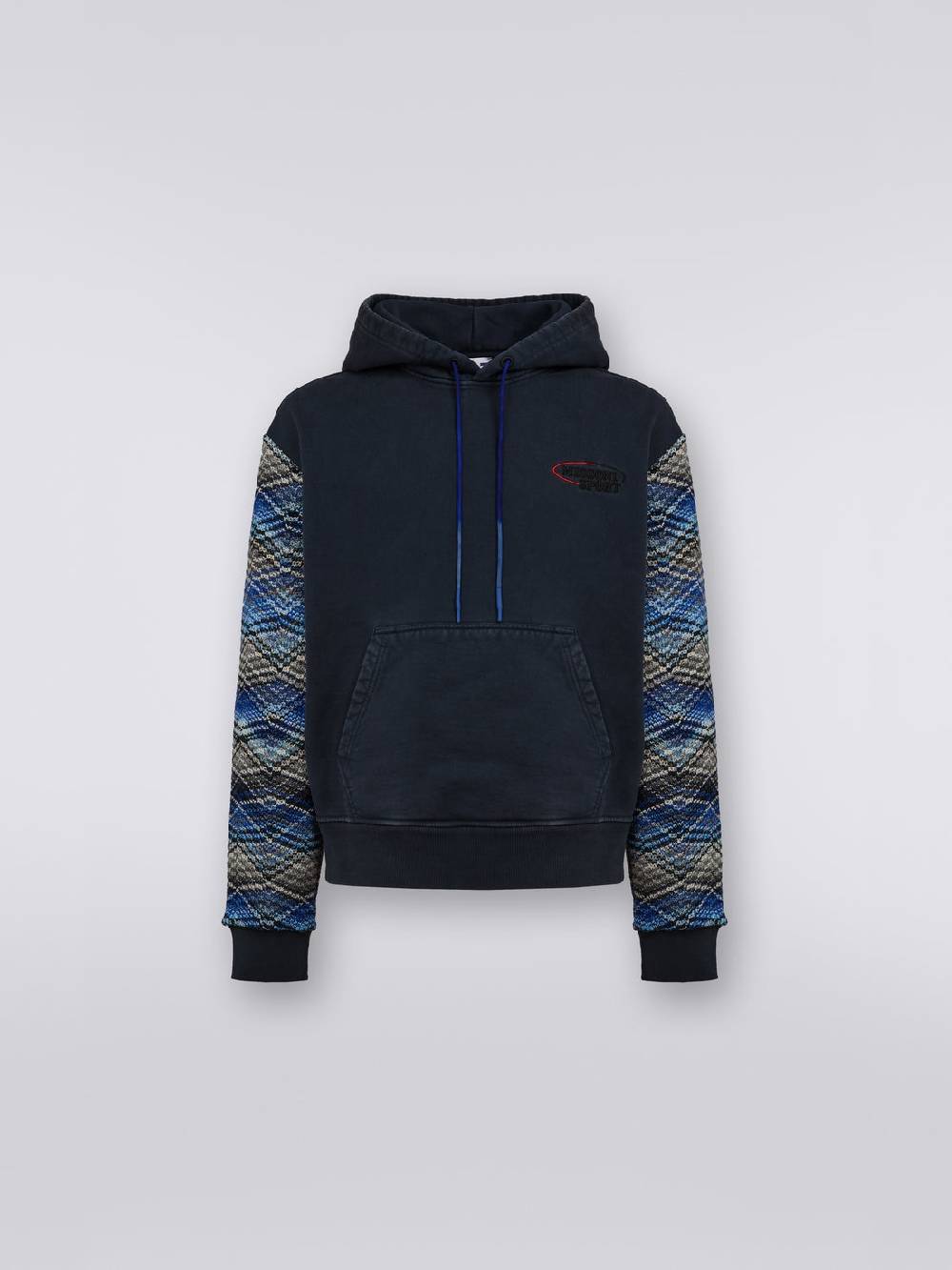 M Missoni Felpa con cappuccio in cotone con inserti in maglia