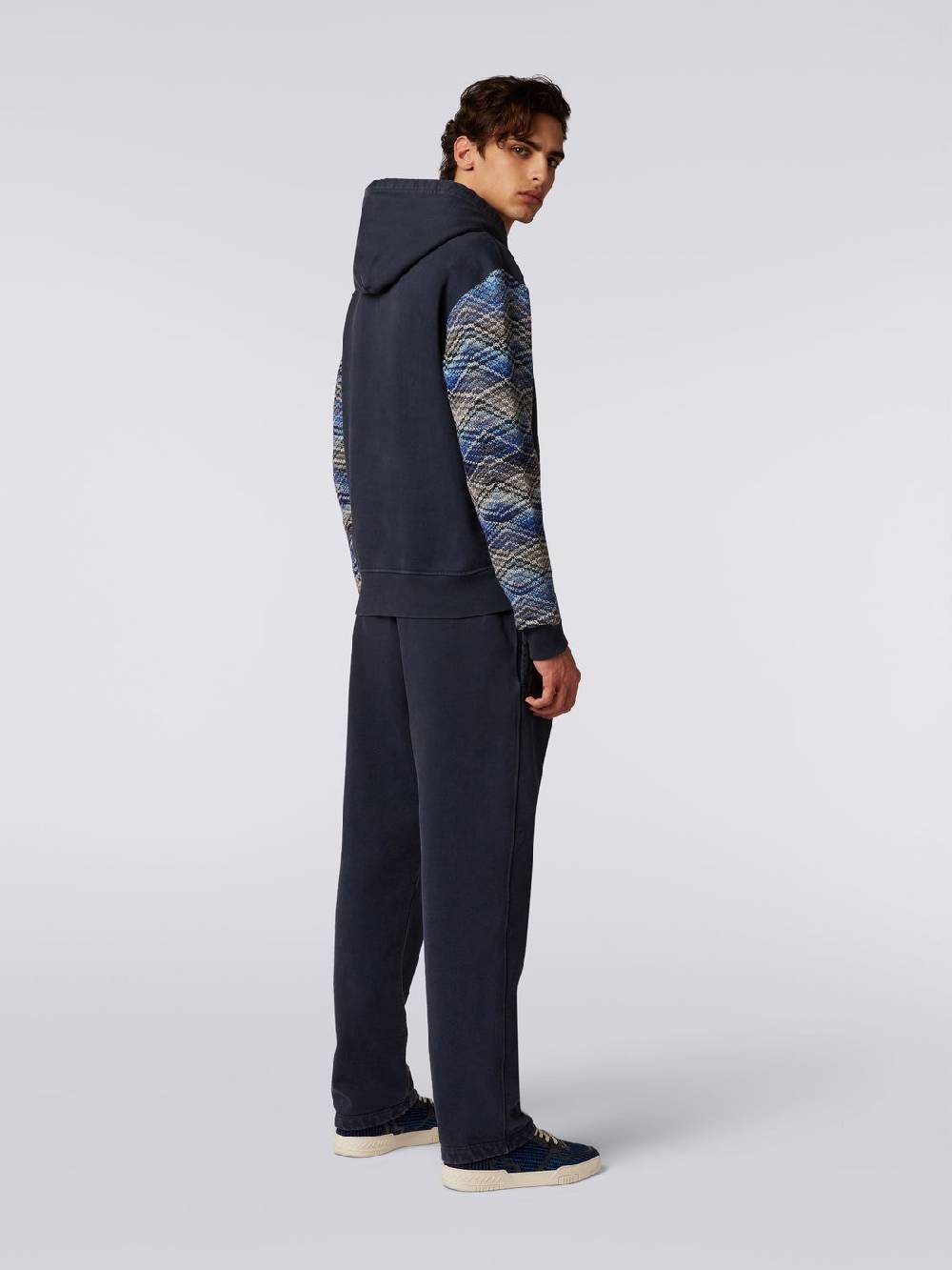 M Missoni Felpa con cappuccio in cotone con inserti in maglia Offerte speciali