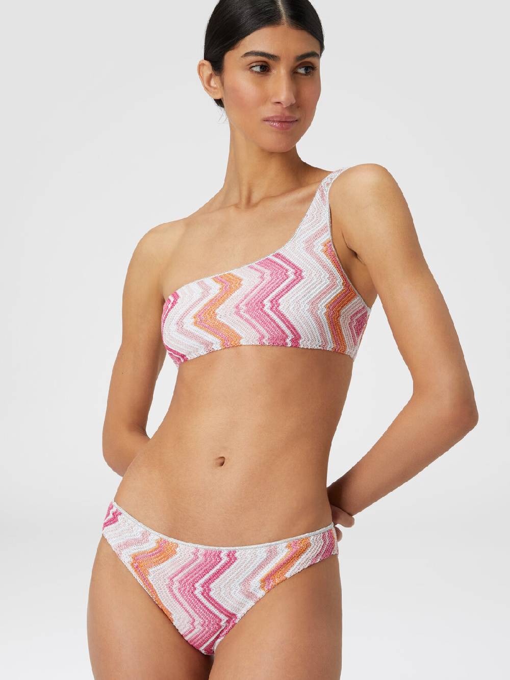 M Missoni Bikini monospalla in misto viscosa chevron con lurex Super Saving Price