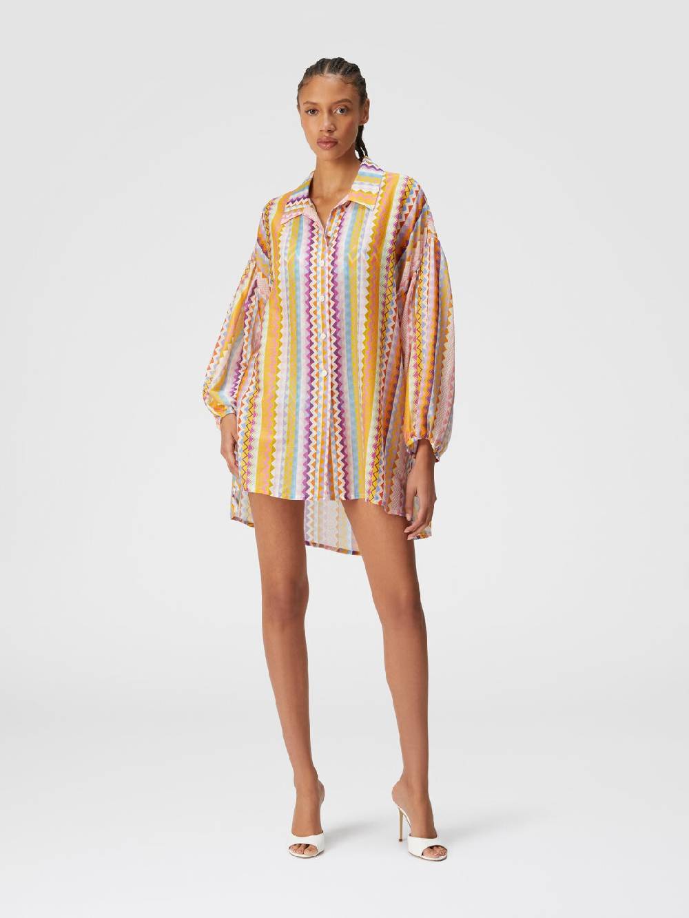 M Missoni Blusa oversize in seta e cotone stampa zig zag Rilascio limitato