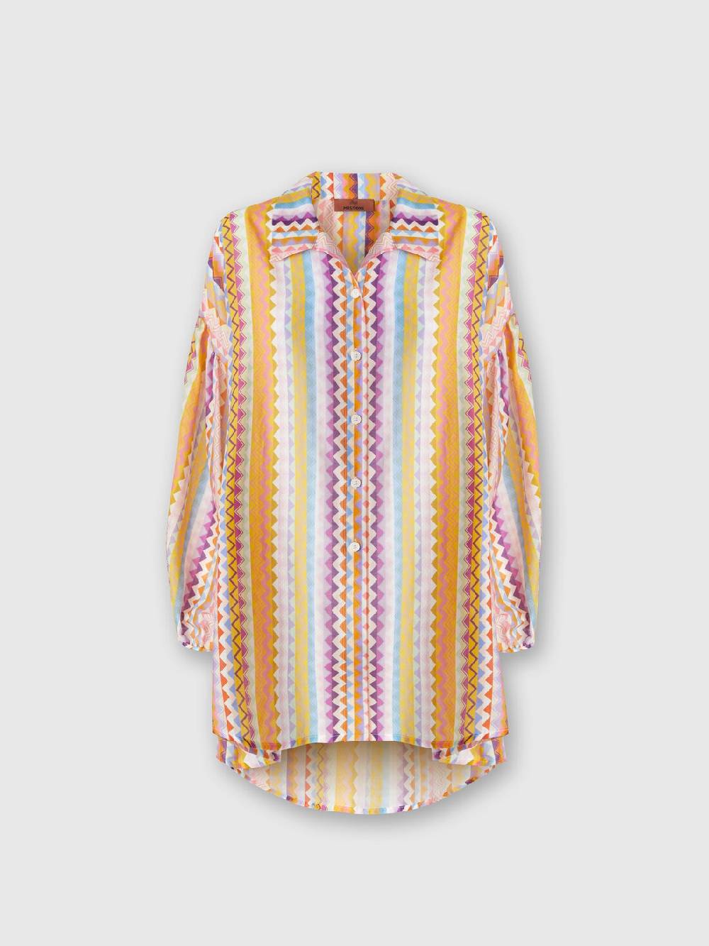 M Missoni Blusa oversize in seta e cotone stampa zig zag Rilascio limitato