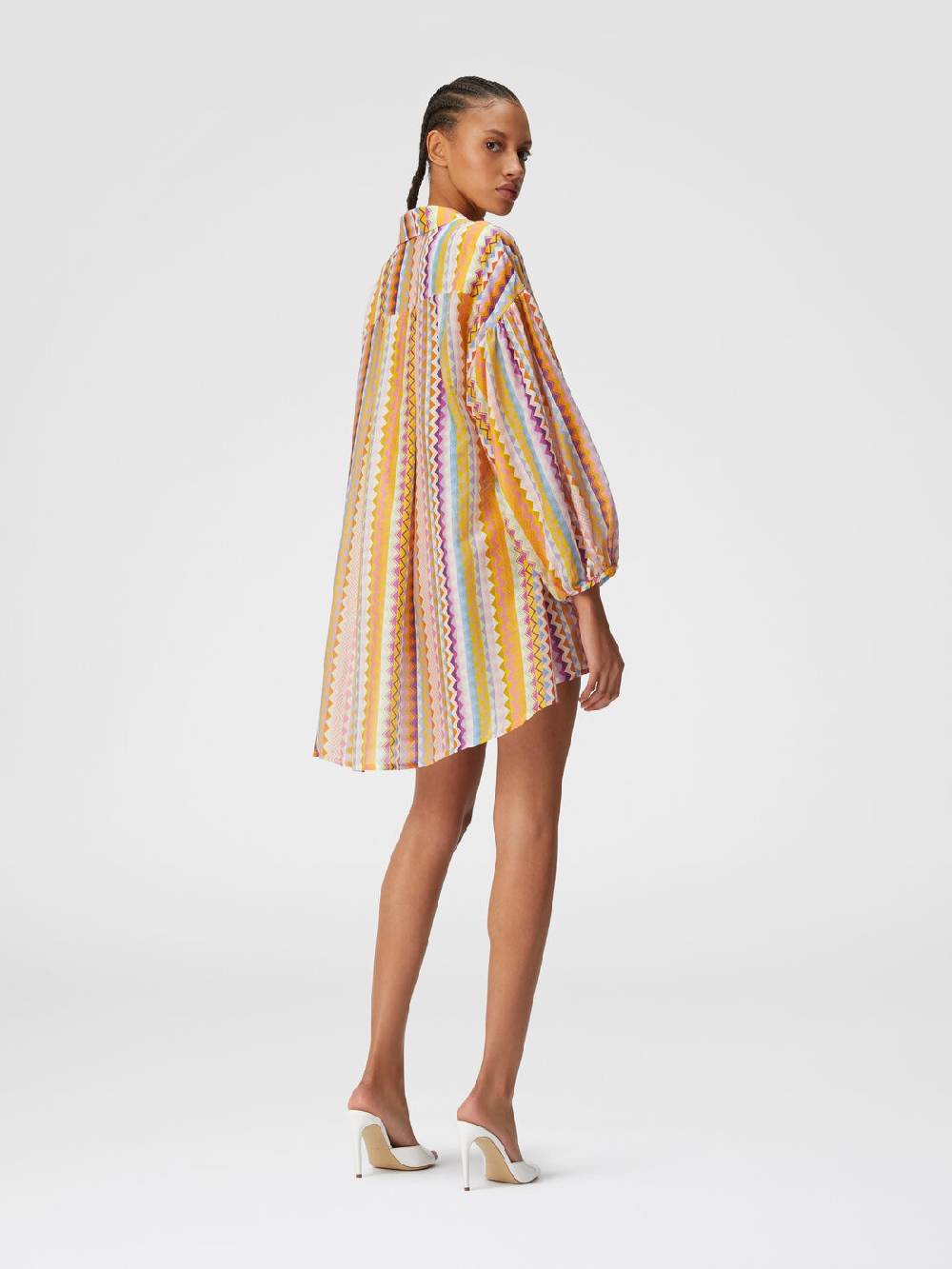 M Missoni Blusa oversize in seta e cotone stampa zig zag Rilascio limitato