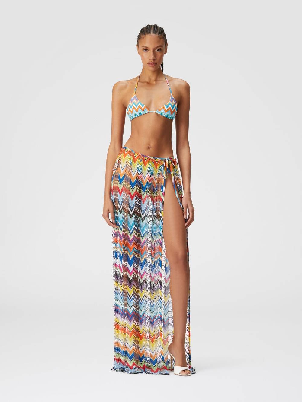 M Missoni Gonna copricostume lunga a trama larga con lurex