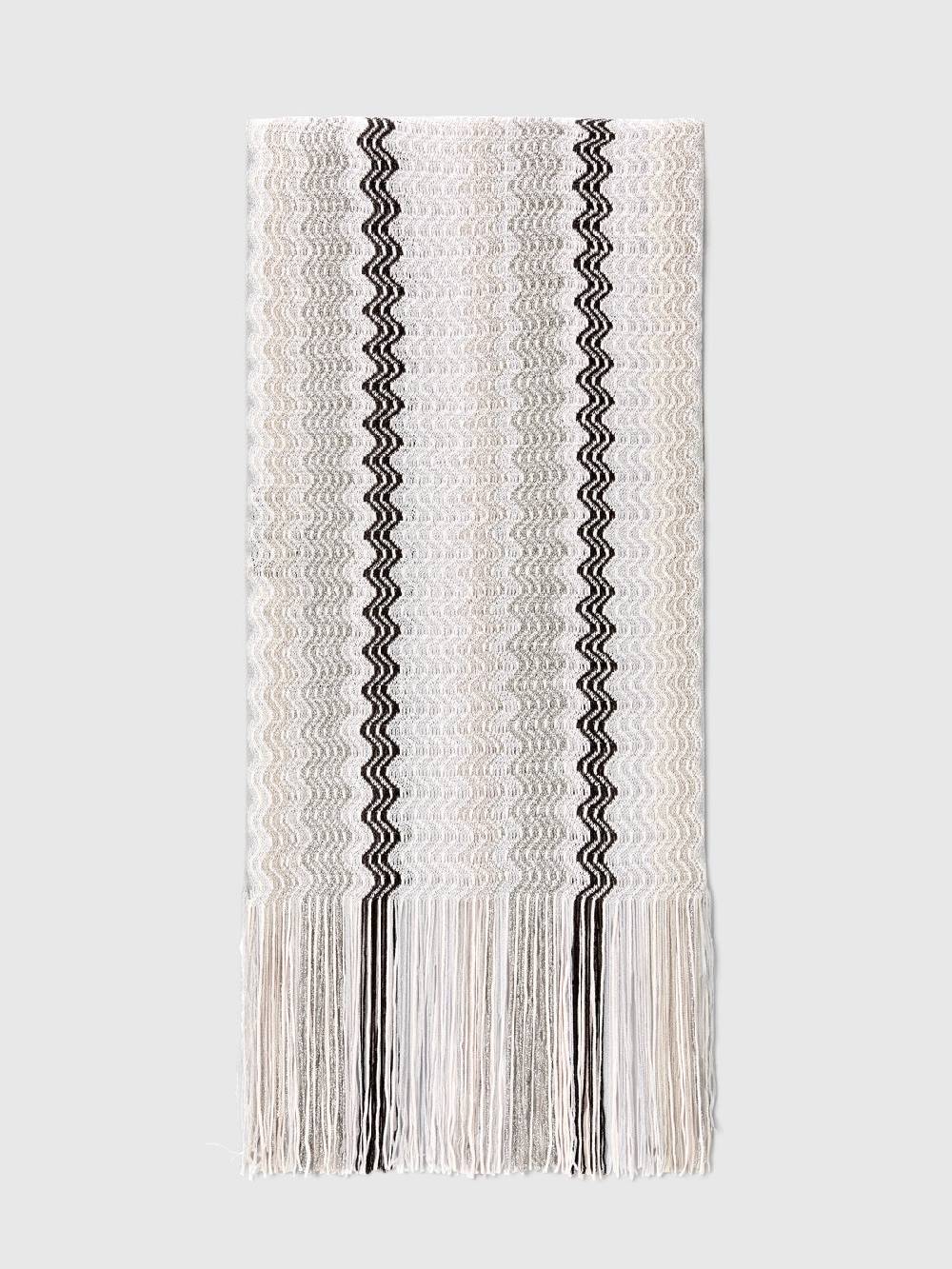 M Missoni Sciarpa in misto viscosa con motivo a onde e frange Fino al 65% di sconto