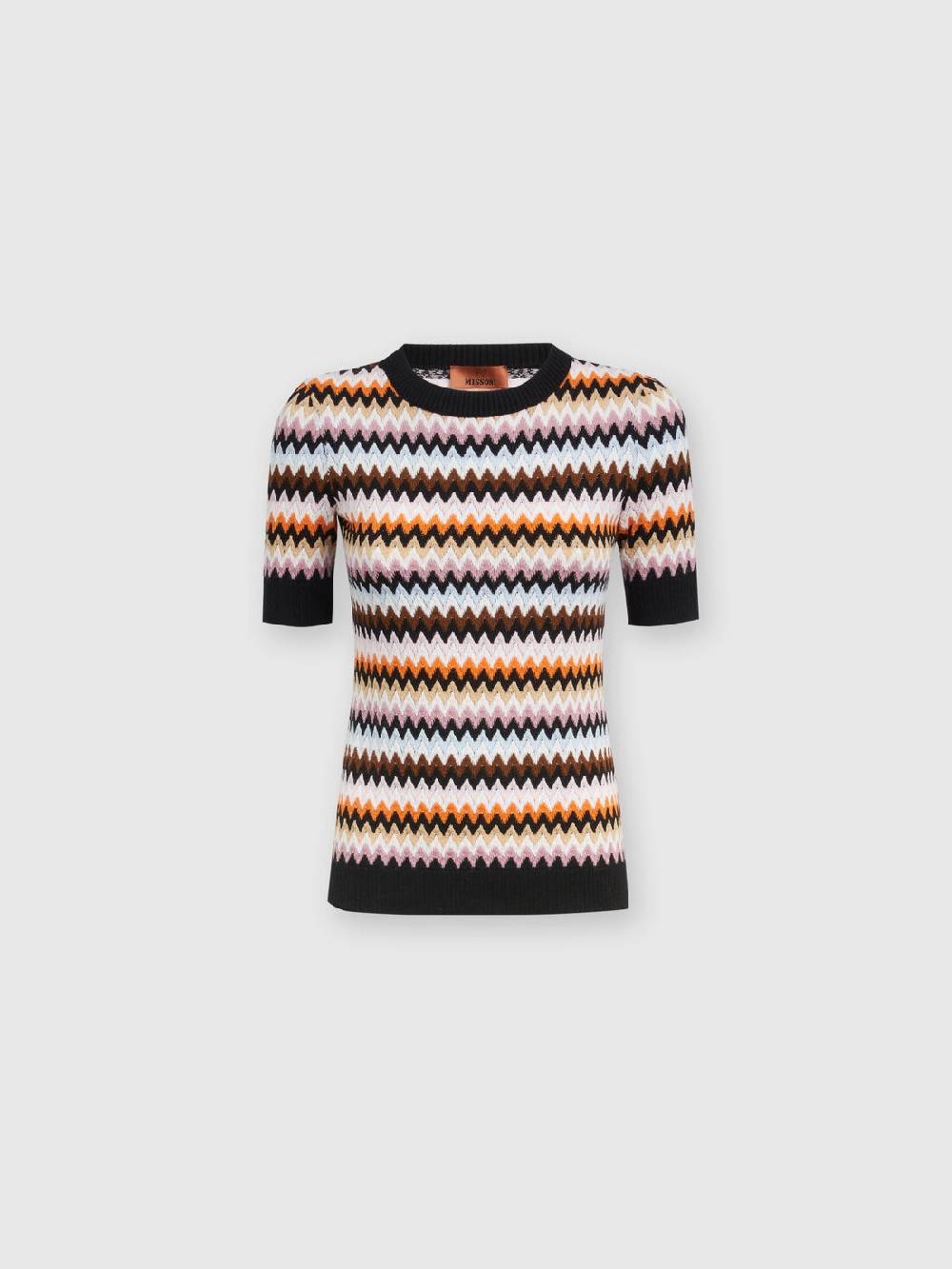 M Missoni Pullover girocollo a maniche corte in lana zig zag 50% di sconto per tempo limitato
