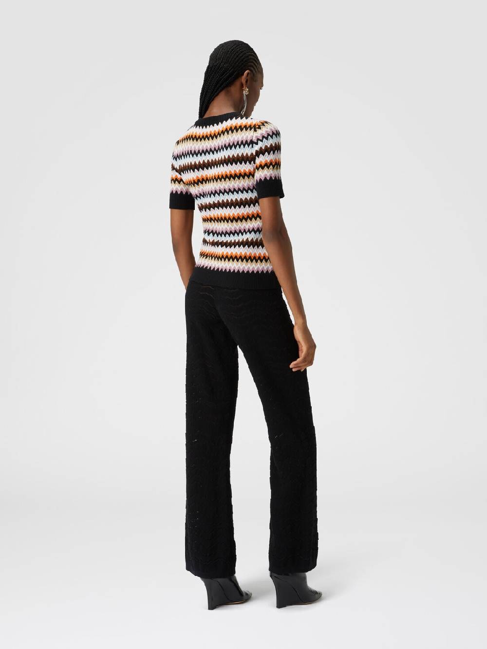 M Missoni Pullover girocollo a maniche corte in lana zig zag 50% di sconto per tempo limitato