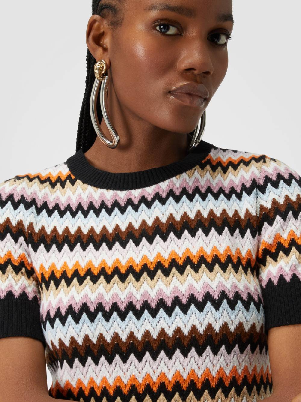 M Missoni Pullover girocollo a maniche corte in lana zig zag 50% di sconto per tempo limitato
