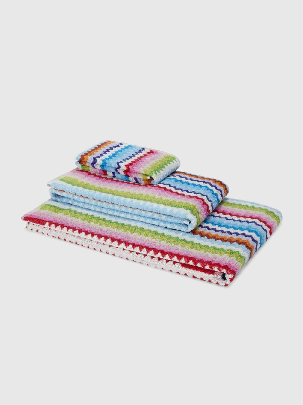 M Missoni Set 3 pezzi di asciugamani da bagno Riverbero in spugna di cotone zig zag Vendita