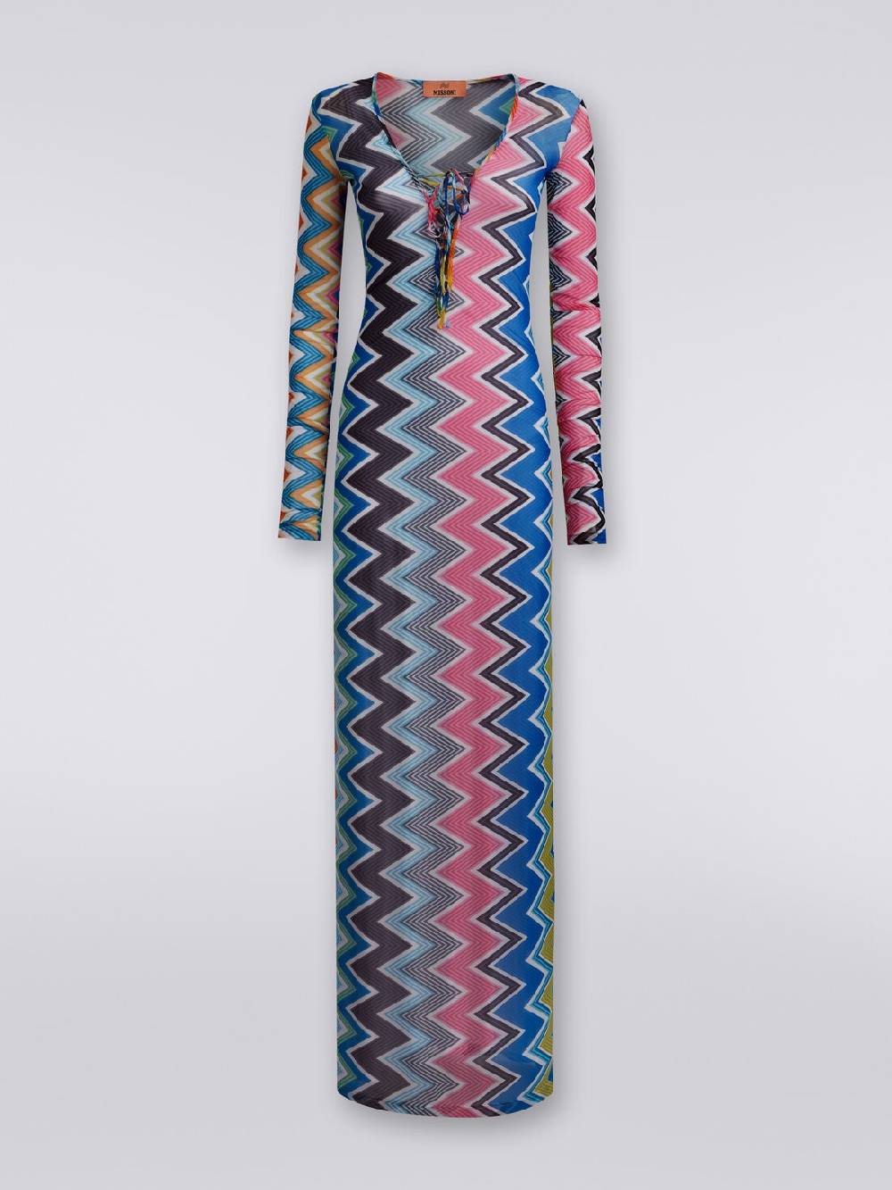 M Missoni Abito copricostume lungo in tulle stampa zig zag Spedizione Gratuita