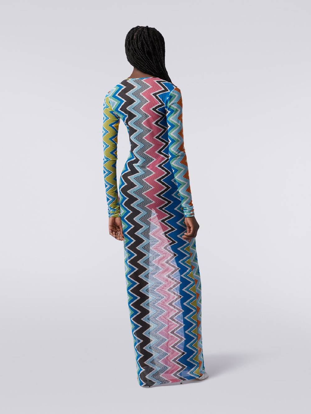 M Missoni Abito copricostume lungo in tulle stampa zig zag Spedizione Gratuita