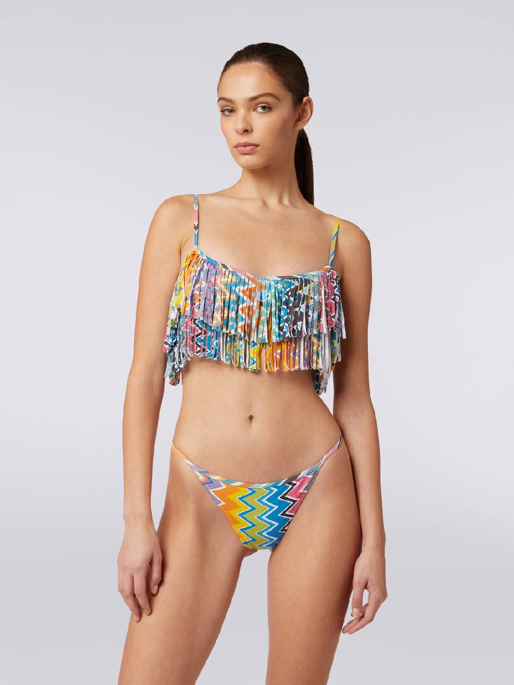 M Missoni Bikini in tessuto stretch stampato con top frange Soddisfazione Garantita