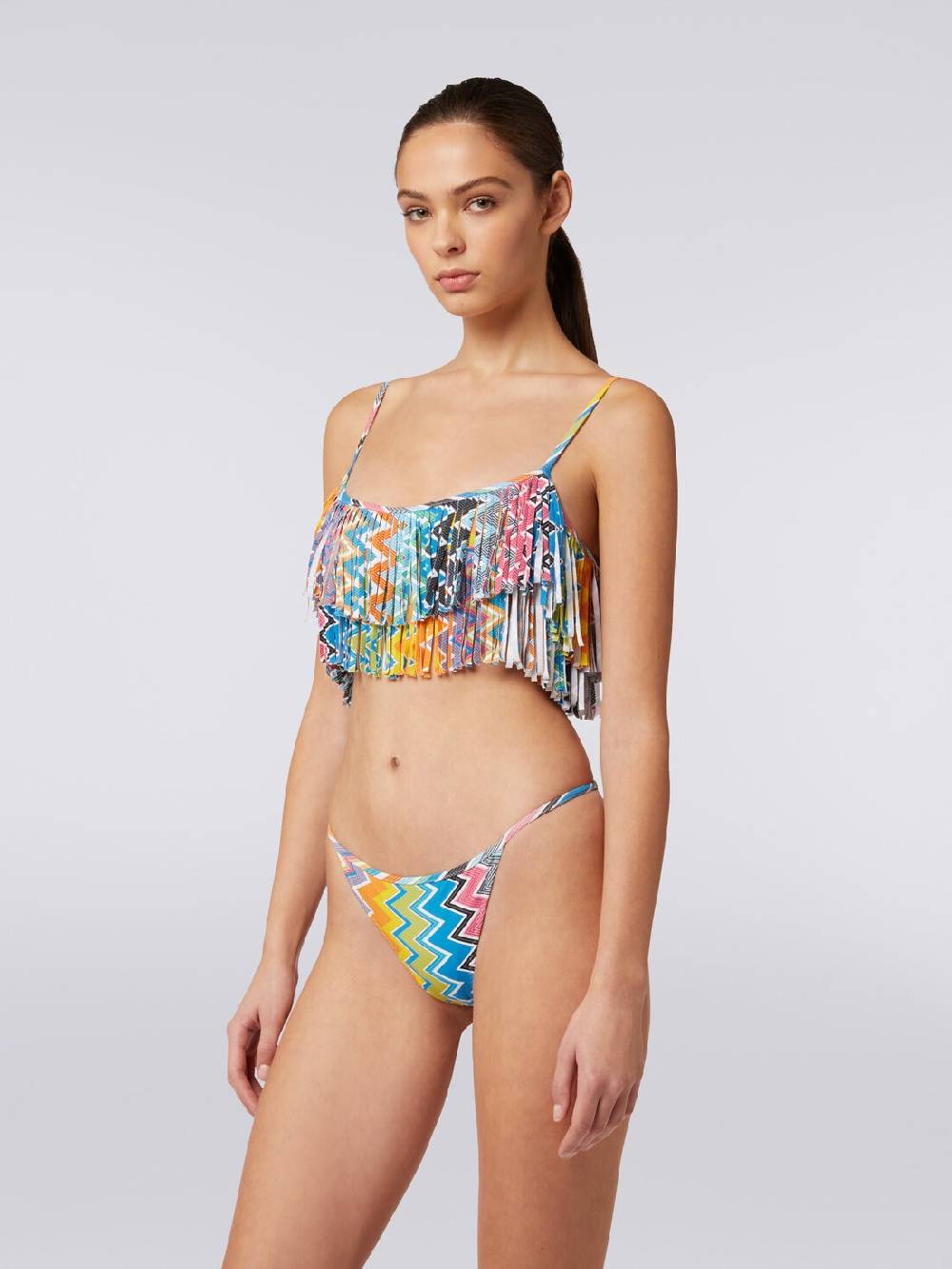 M Missoni Bikini in tessuto stretch stampato con top frange Soddisfazione Garantita