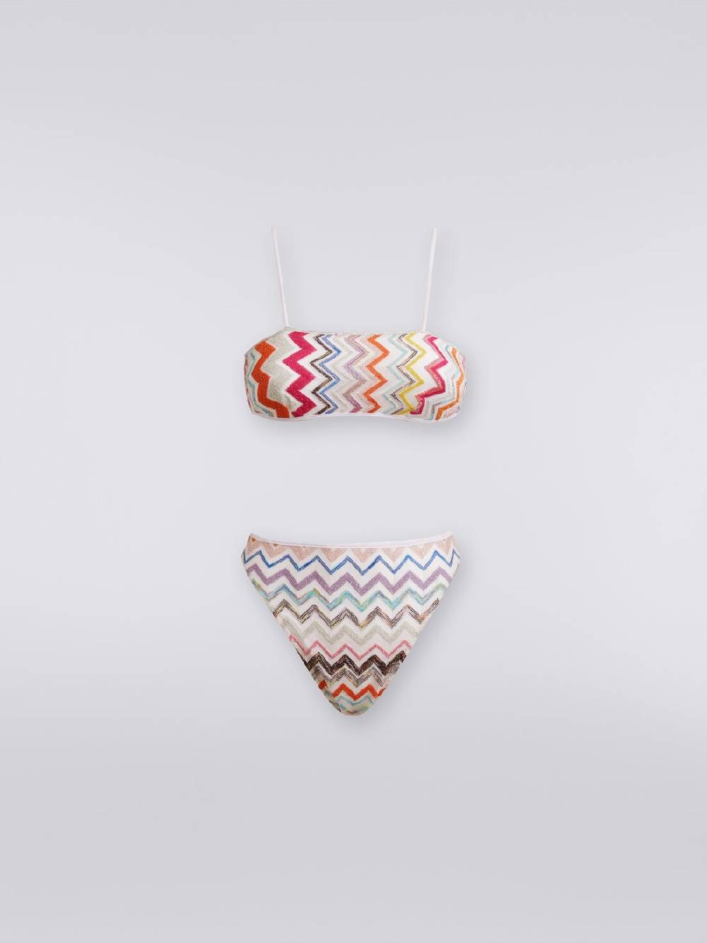 M Missoni Bikini in viscosa zig zag con lurex e slip a vita alta Qualità Garantita