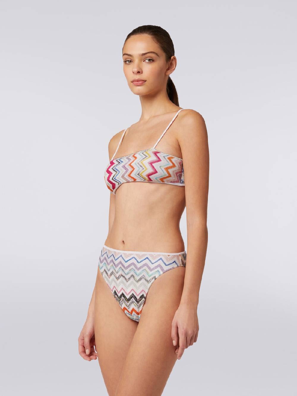 M Missoni Bikini in viscosa zig zag con lurex e slip a vita alta Qualità Garantita
