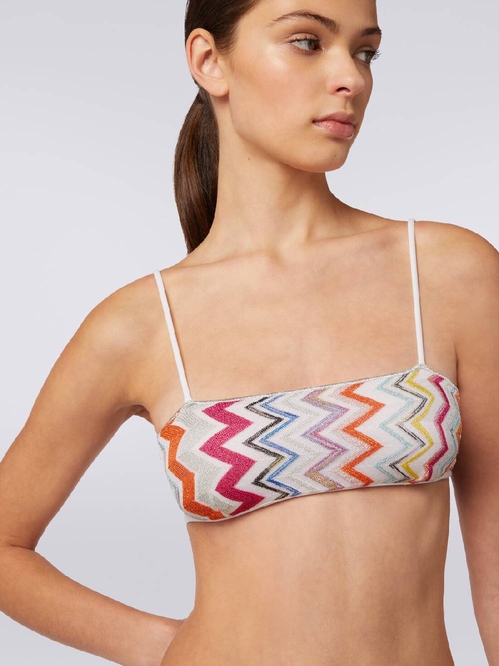 M Missoni Bikini in viscosa zig zag con lurex e slip a vita alta Qualità Garantita