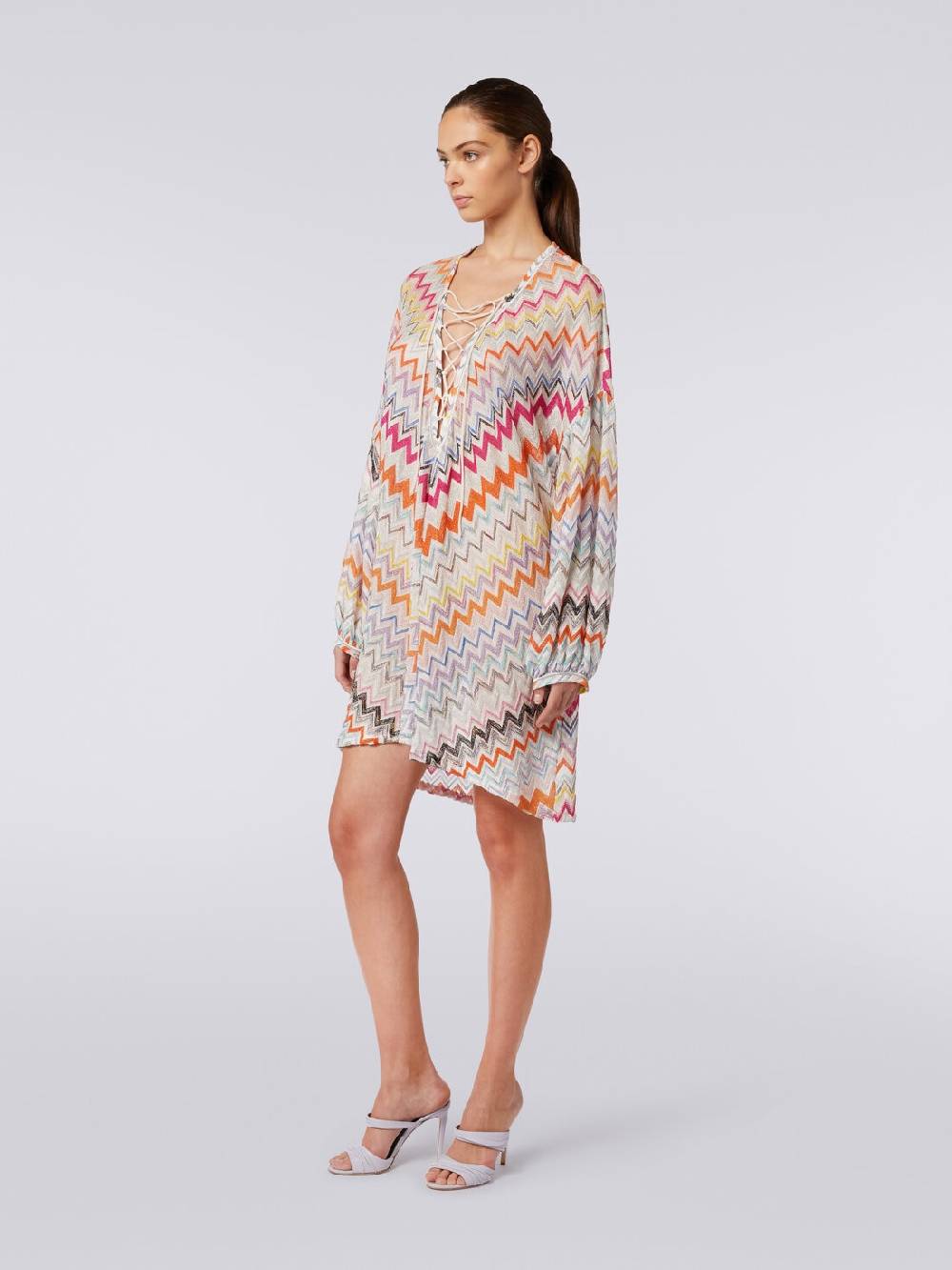 M Missoni Caftano copricostume corto con motivo zig zag e lurex Acquista Ora