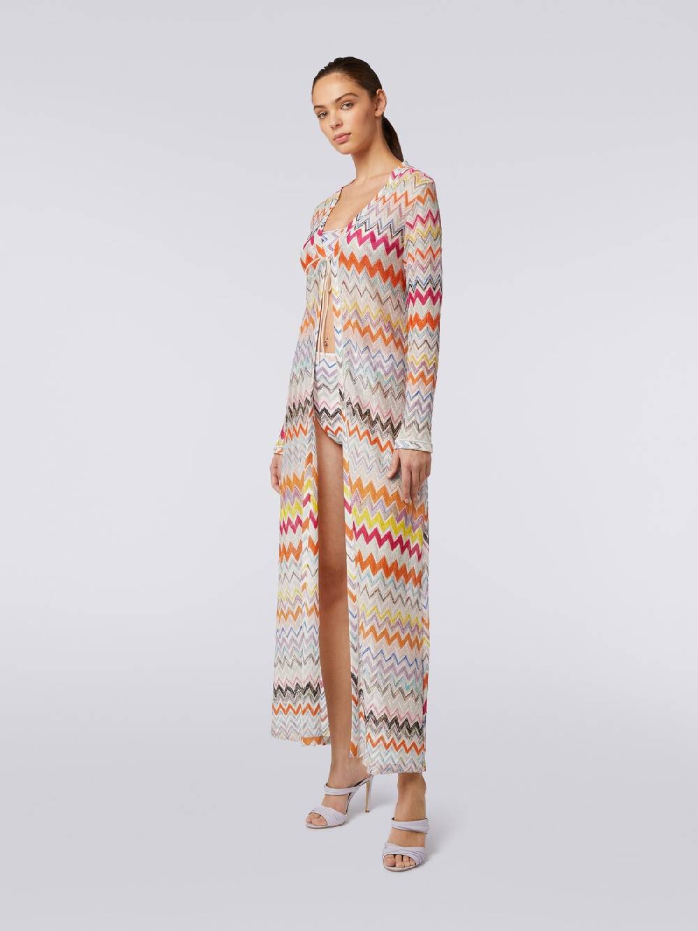 M Missoni Cardigan copricostume lungo con motivo zig zag e lurex Promozione Limitata