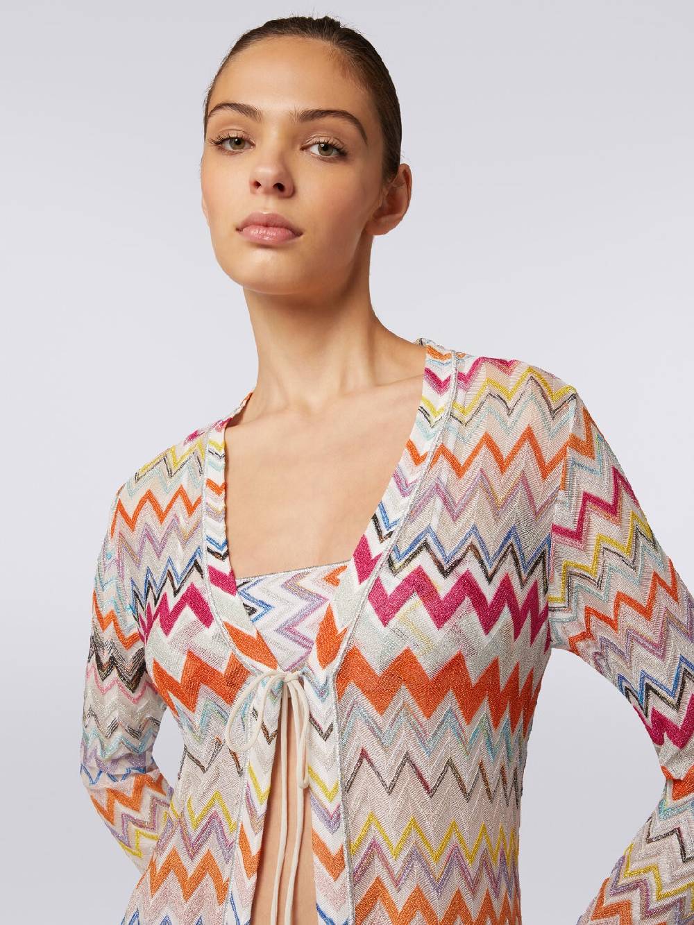 M Missoni Cardigan copricostume lungo con motivo zig zag e lurex Promozione Limitata