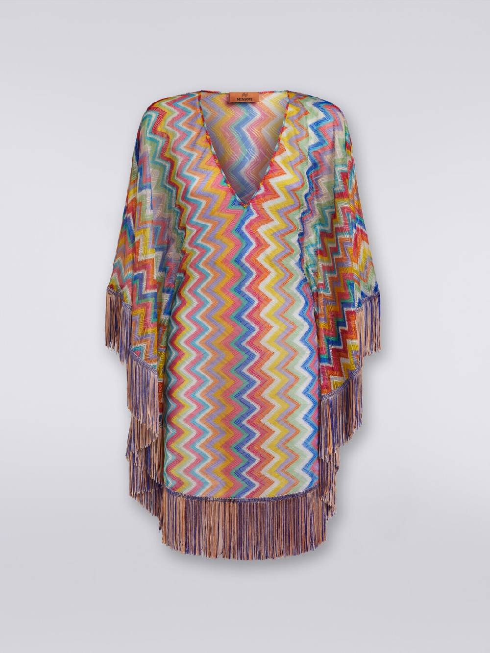 M Missoni Caftano copricostume corto stampa zig zag con frange Fino Al -60%