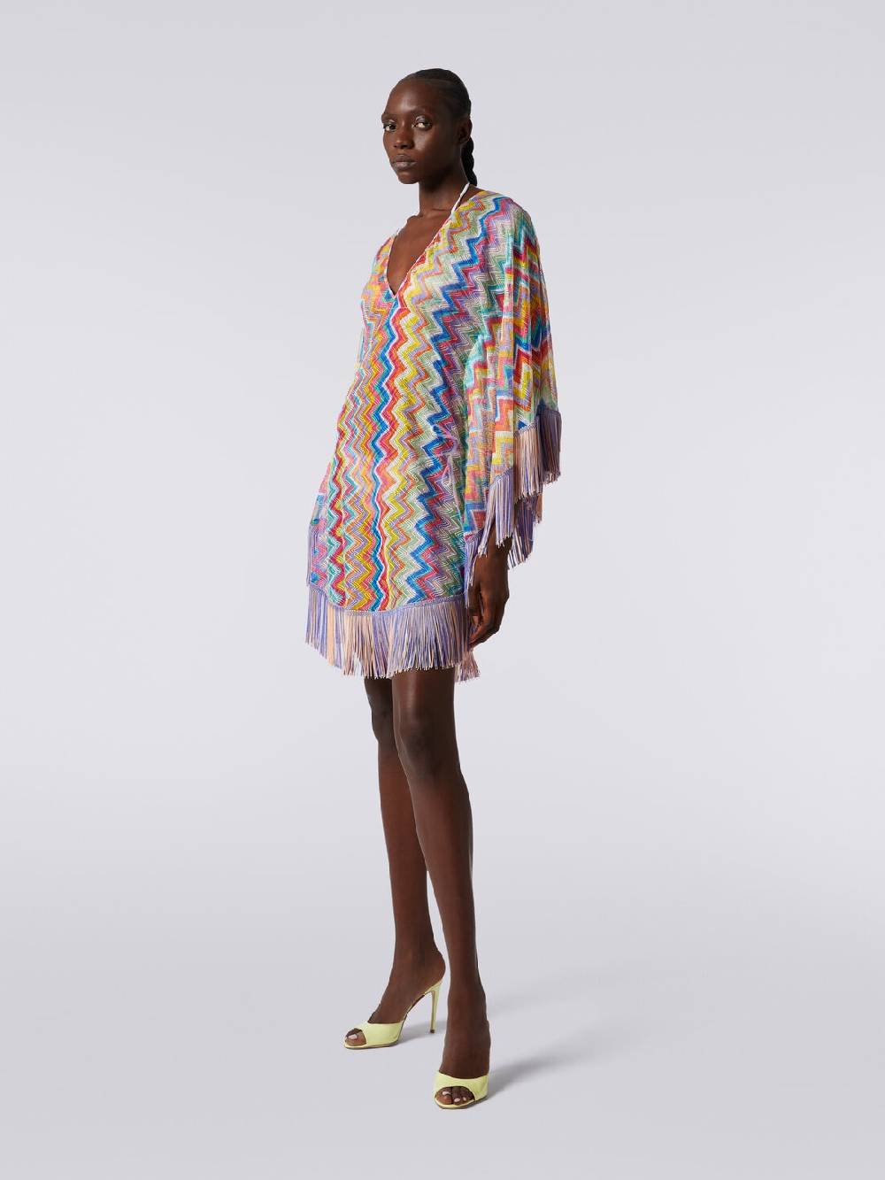 M Missoni Caftano copricostume corto stampa zig zag con frange Fino Al -60%