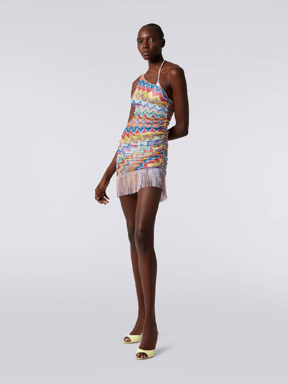 M Missoni Copricostume corto monospalla con frange e arricciatura laterale Shopping Online