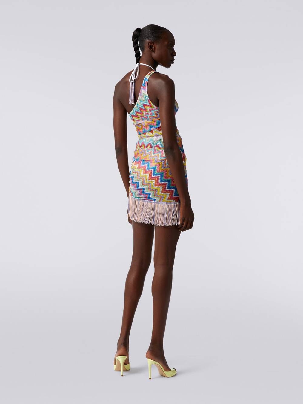 M Missoni Copricostume corto monospalla con frange e arricciatura laterale Shopping Online
