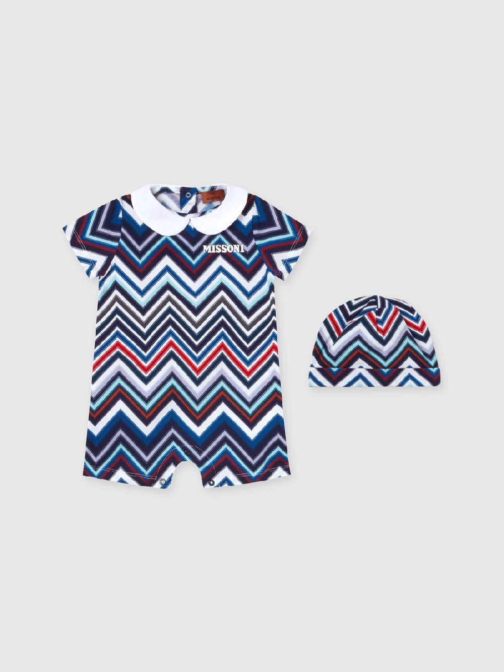 M Missoni Set due pezzi con tutina e zuccotto in cotone chevron Prezzo Ridotto